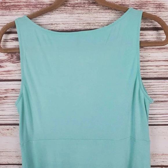 Eileen Fisher Womens Small 100% Silk Mint Green Stretch Sleeveless Faux Wrap Top - Picture 6 of 7